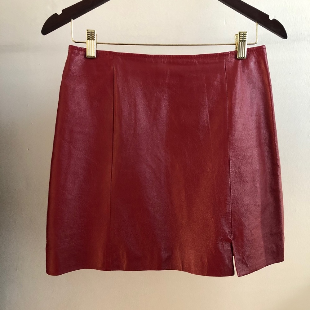 Red Leather Mini Skirt